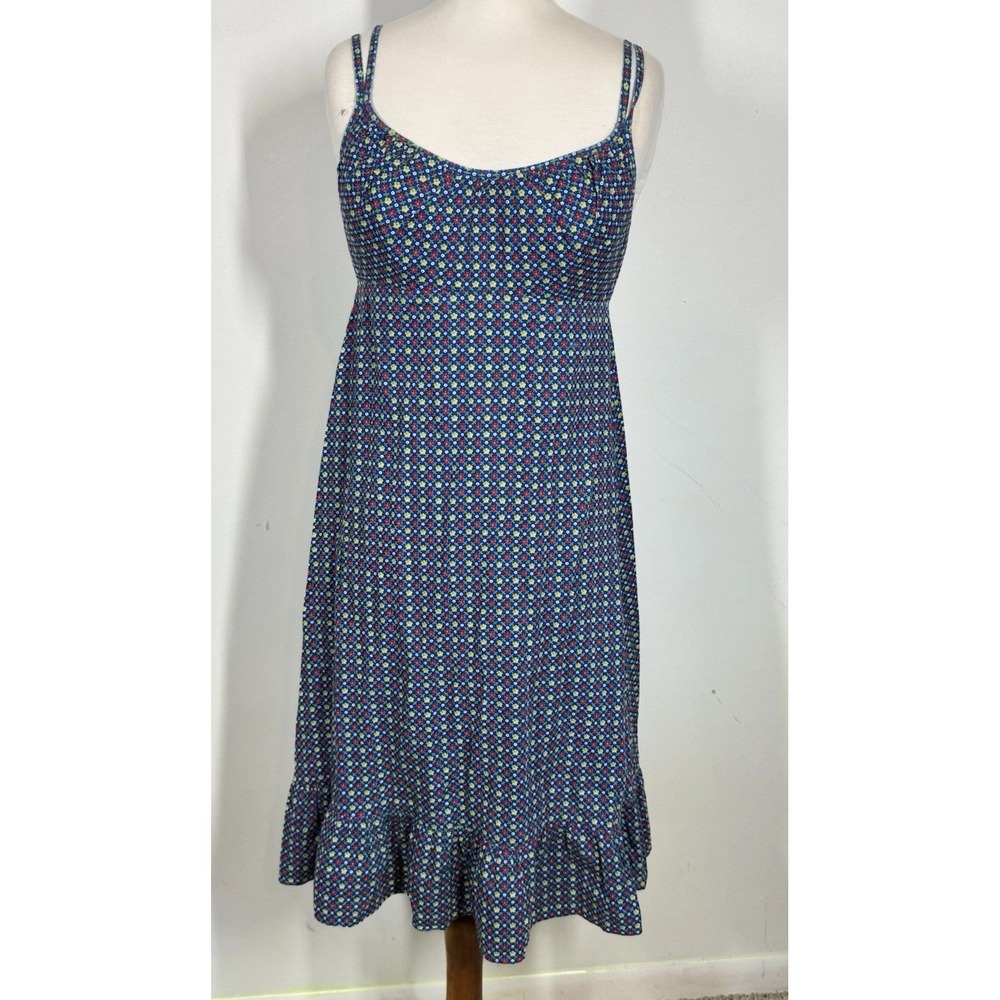VTG Liberty‎ House By Nalii Petite Blue Floral Sundress Size XS/S Built In Bra
